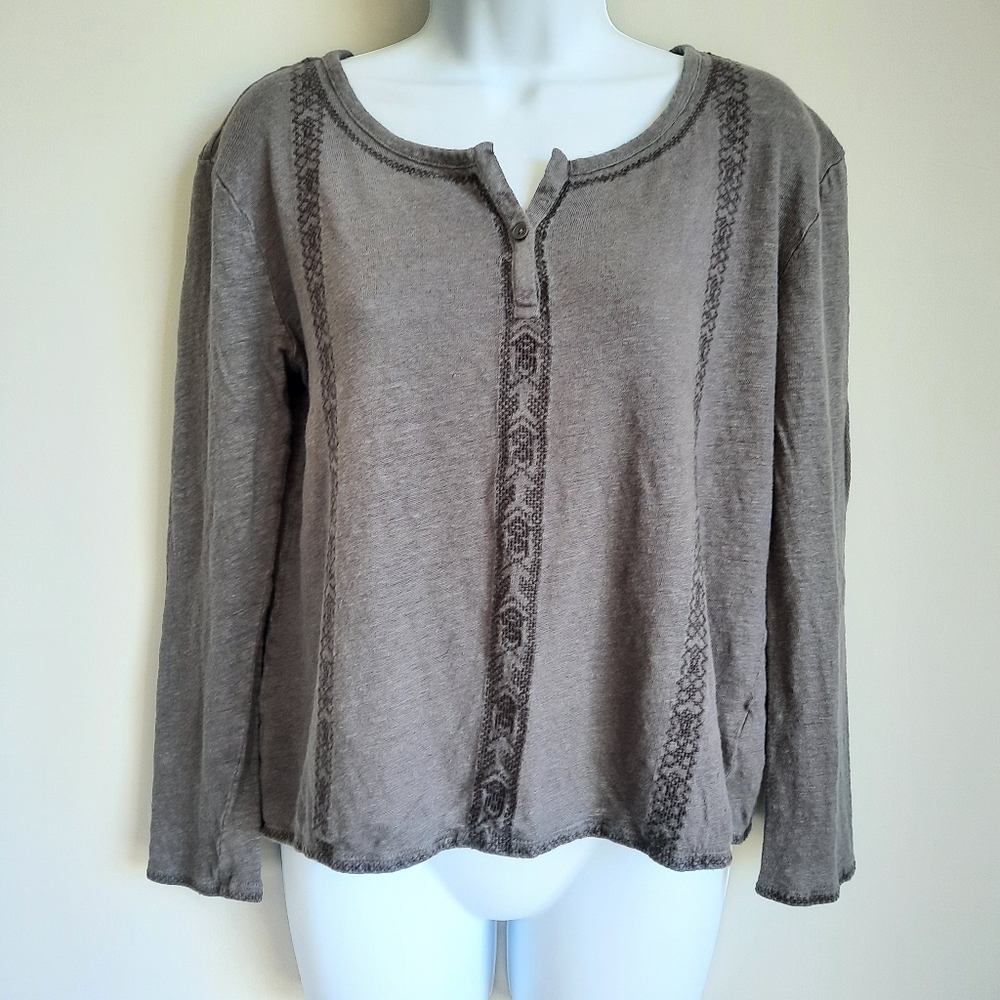 Garnet Hill Organic Linen Peasant Top size Small